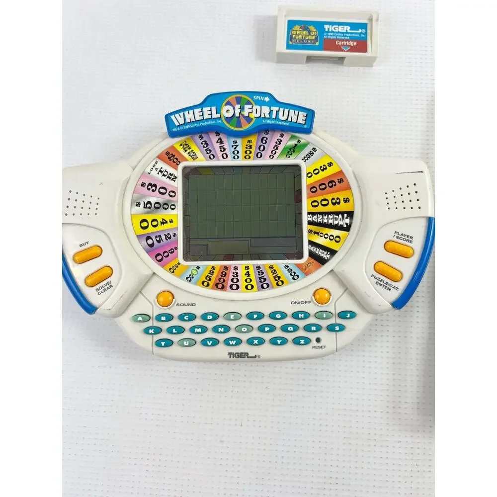 VTG 1998 Tiger WHEEL OF FORTUNE Electronic Handheld Game 2 Cartridges WORKS!